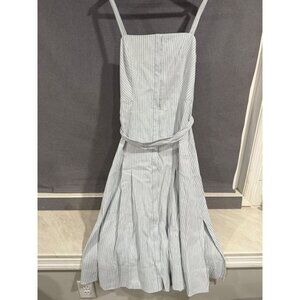 Club Monaco Blue & White Striped Sleeveless Dress With Belt Size 12